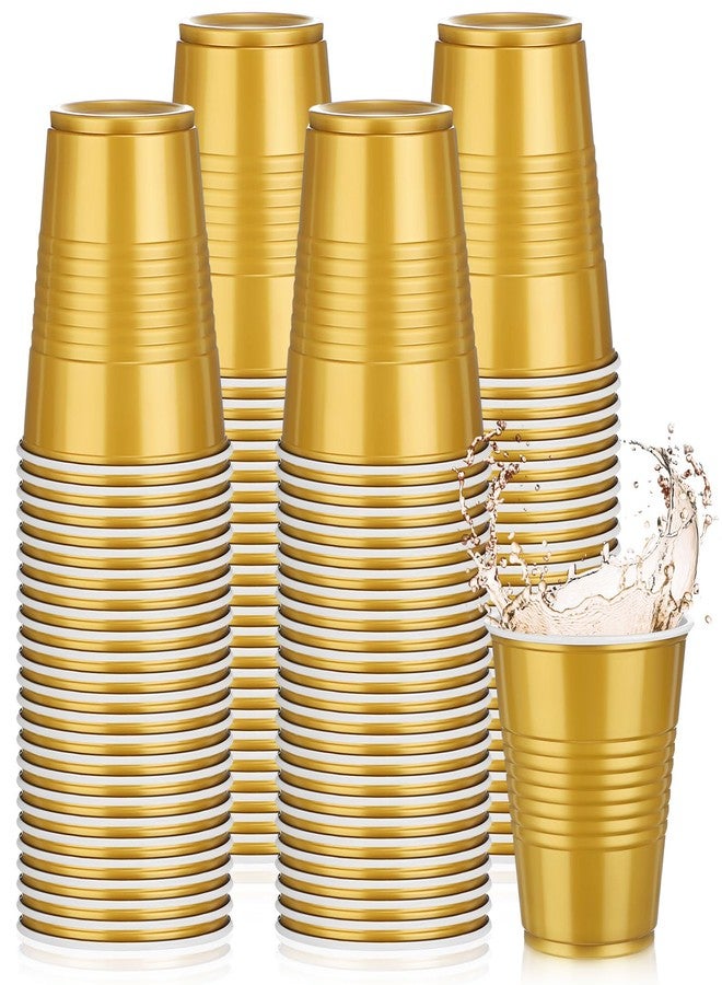 Pickmesh 50 Pack 12 oz Plastic Cups Valentine Disposable Cup Bulk for Valentine's Day Wedding Birthday Baby Shower New Year's Day Halloween and Festive Celebration Party Supplies(Gold) - Image 1